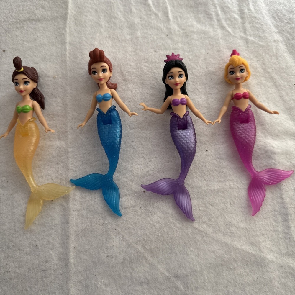 Set Of Disney Princess The Little Mermaid Ariel Sisters Dolls Glitter Tail Fins